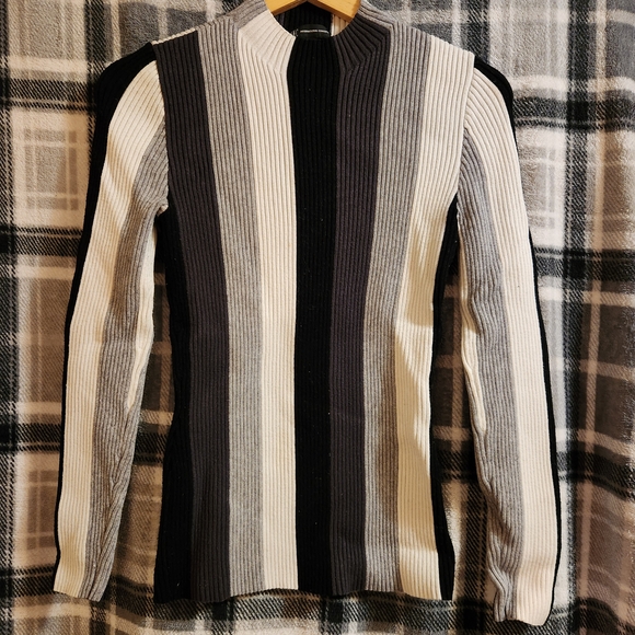 Striped Black and White Women's Sweater - Picture 1 of 5